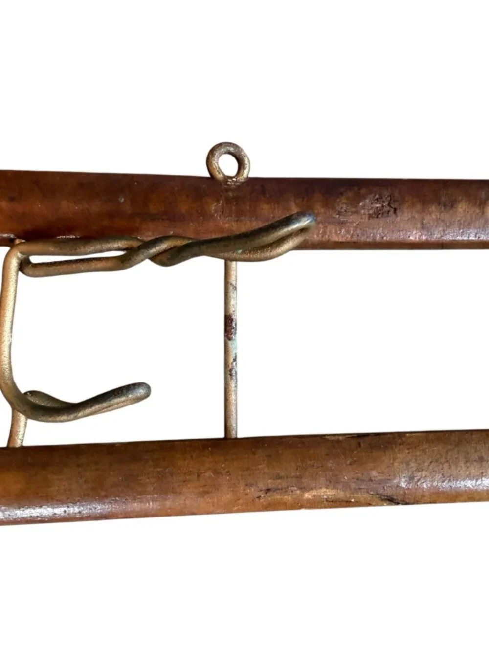 Antique French Farmhouse Wall Mounted Entryway Rail Rack Rustic Industrial